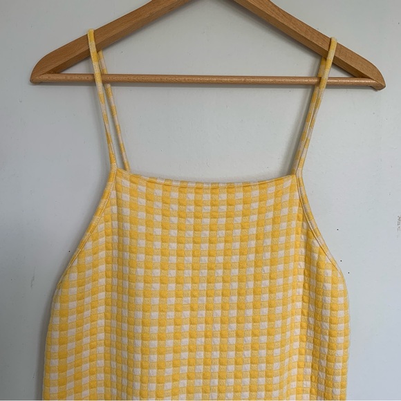 ZARA YELLOW GINGHAM MINI DRESS - Picture 7 of 12